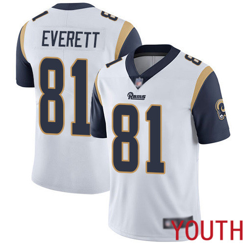 Los Angeles Rams Limited White Youth Gerald Everett Road Jersey NFL Football #81 Vapor Untouchable->los angeles rams->NFL Jersey